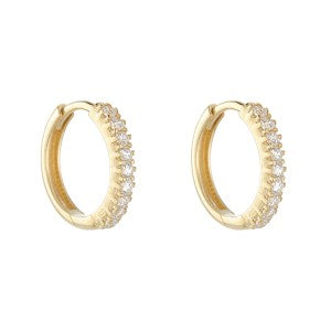 9ct Yellow Gold Half Hoop Cubic Zirconia Earrings