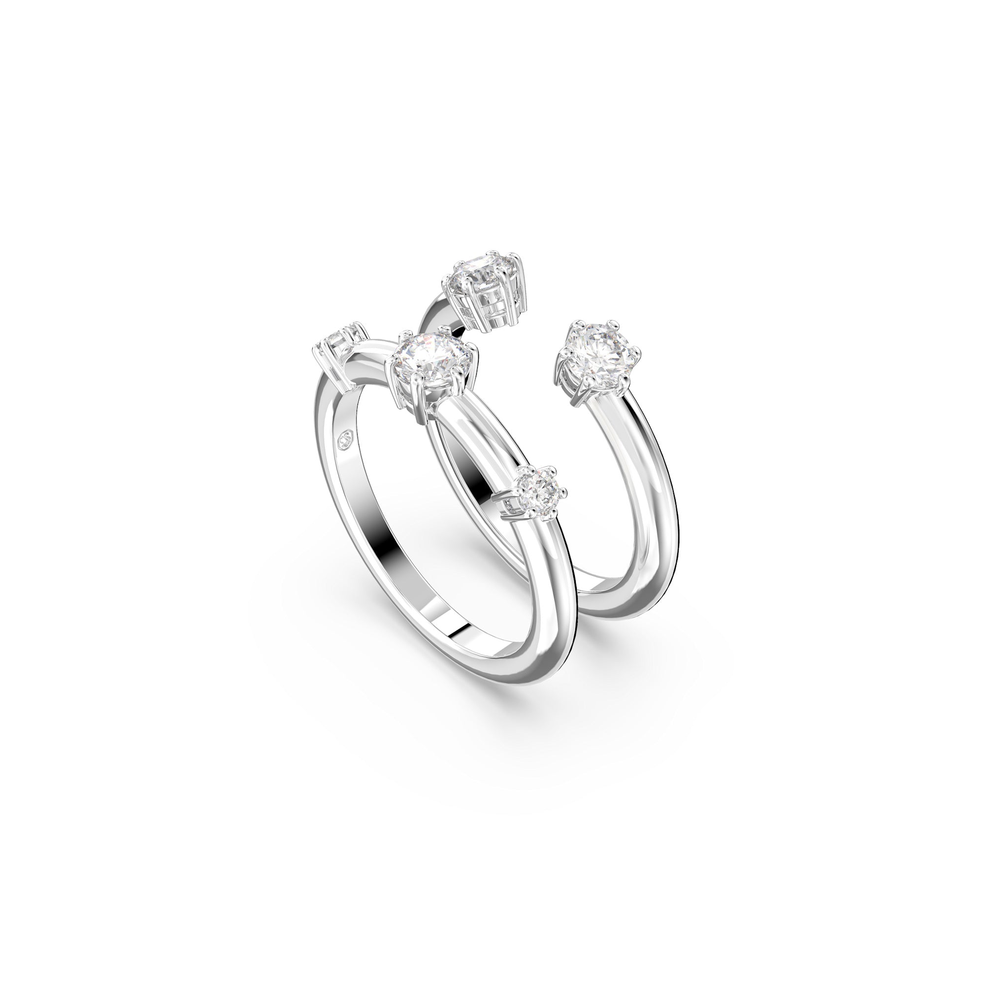Swarovski Rhodium Plate Constella Ring Set