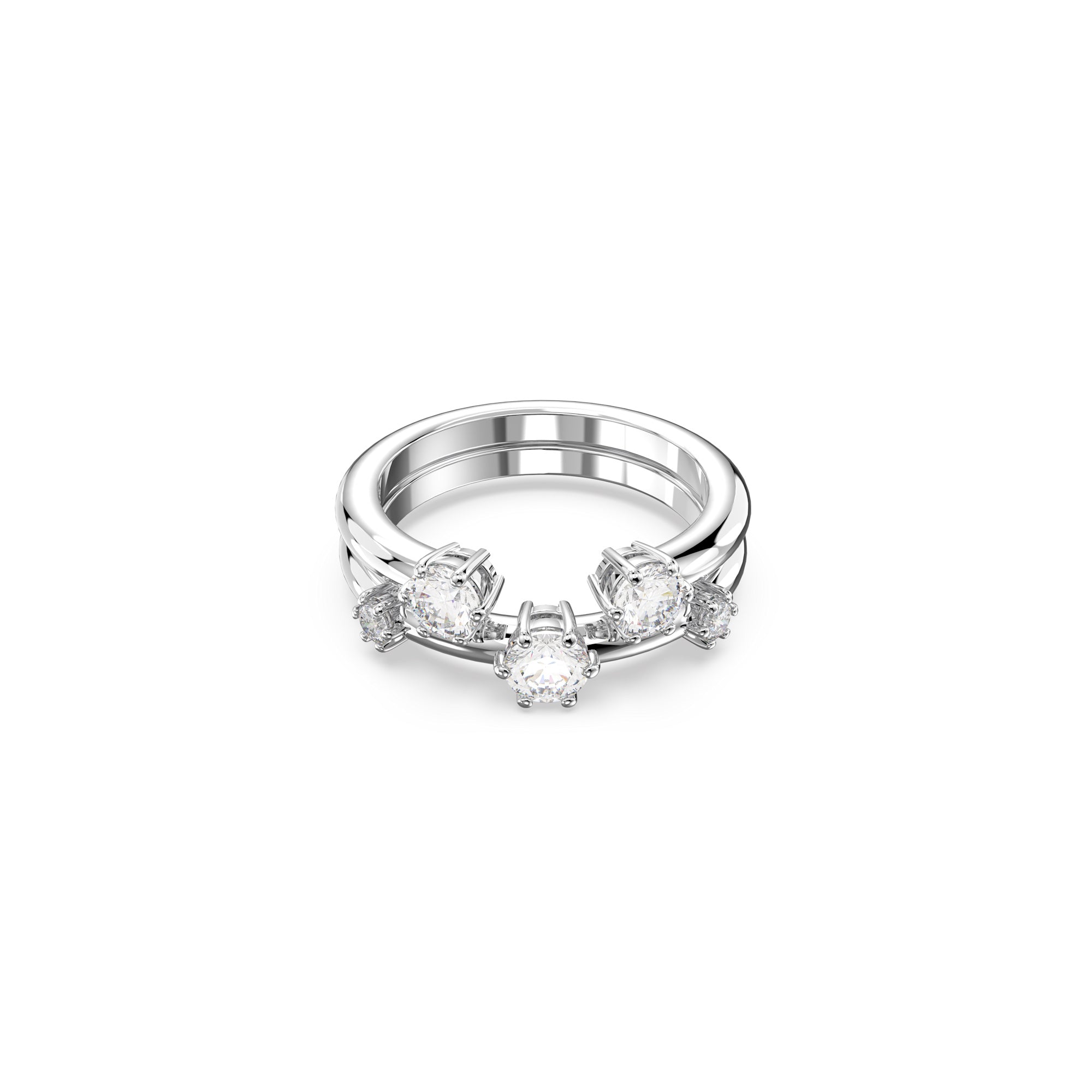 Swarovski Rhodium Plate Constella Ring Set