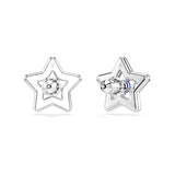 Swarovski Rhodium Plate Stella Star Stud Earrings with Blue Crystal