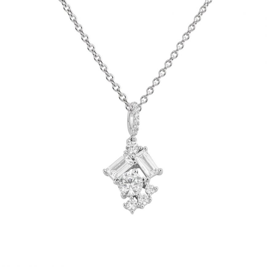 Diamondfire Sterling Silver CZ Baguette Scatter Pendant