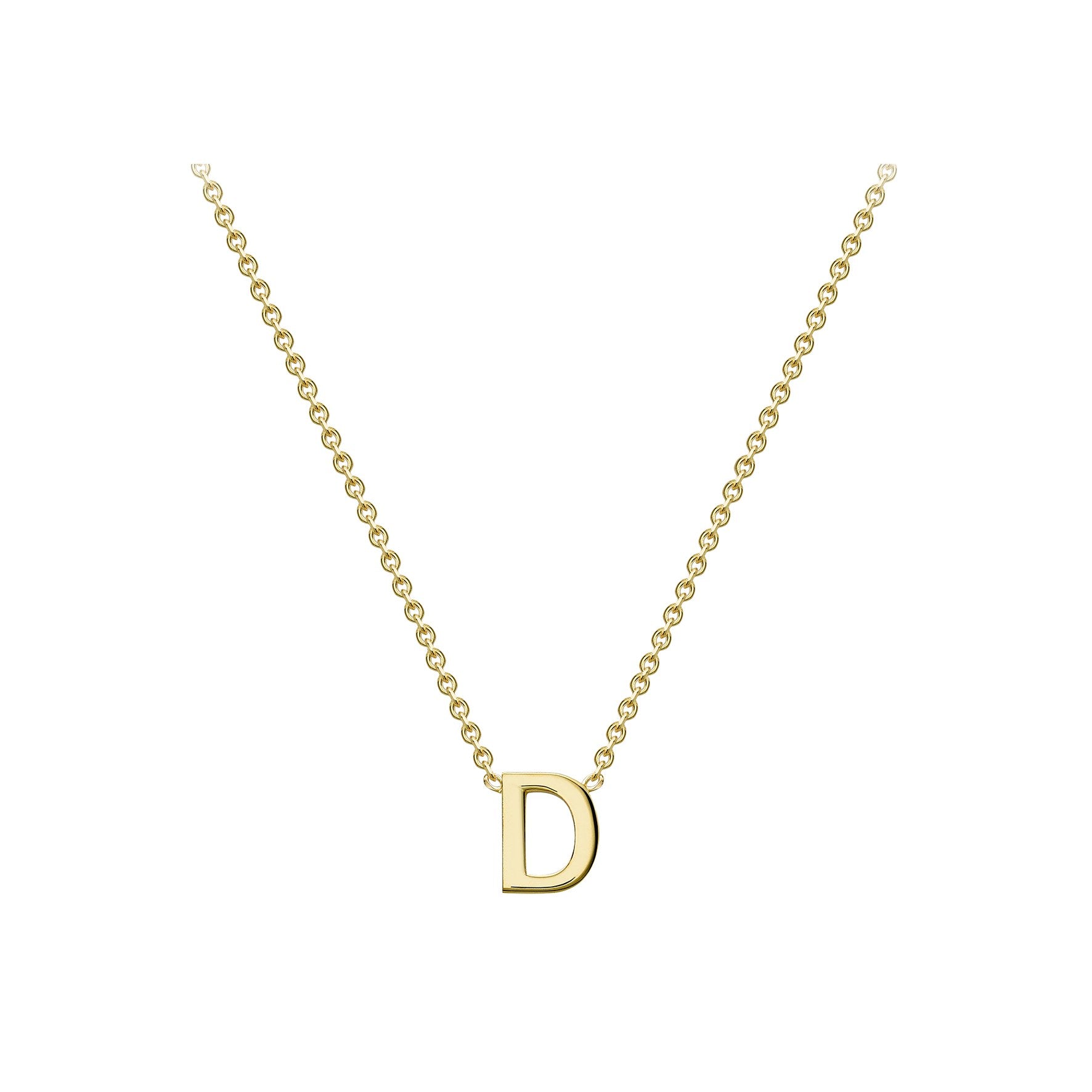 9ct Yellow Gold Mini Initial D Pendant 15'-17'