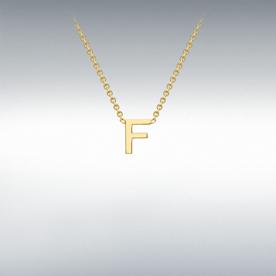 9ct Yellow Gold Mini Initial F Pendant 15'-17' Necklace