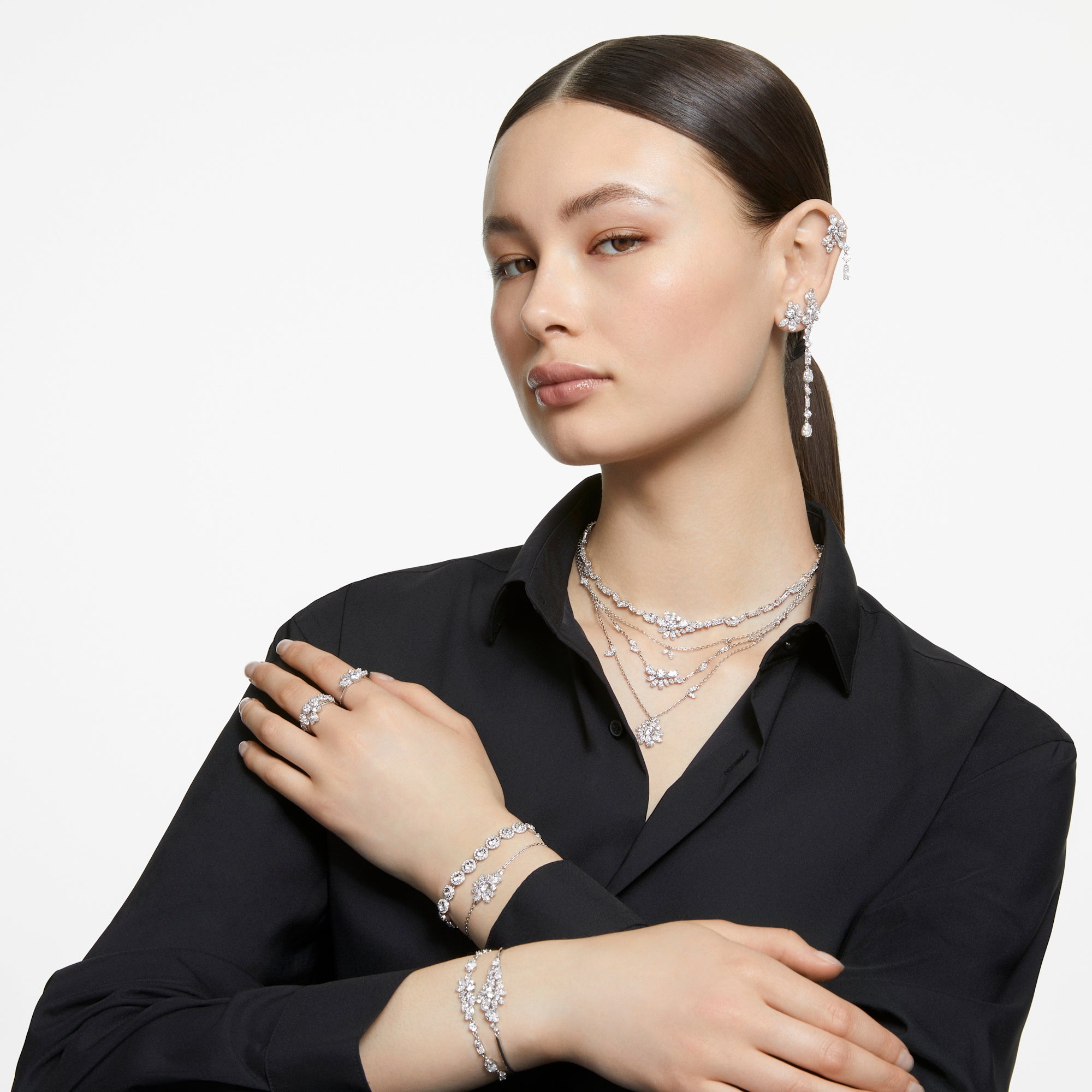 Swarovski Gema Bracelet Flower White Rhodium Plated M