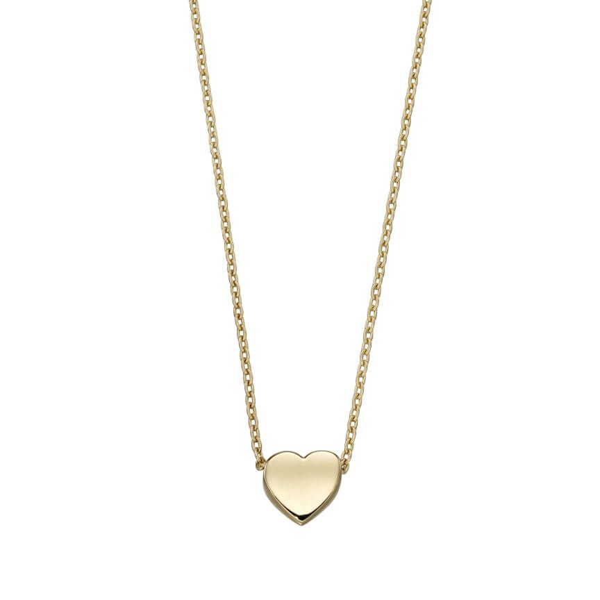 Elegant 9ct Yellow Gold Plain Heart Necklace