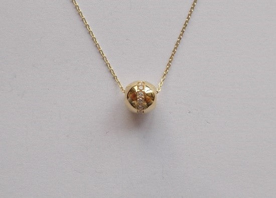 9ct Yellow Gold Cubic Zirconia Ball Pendant And Chain