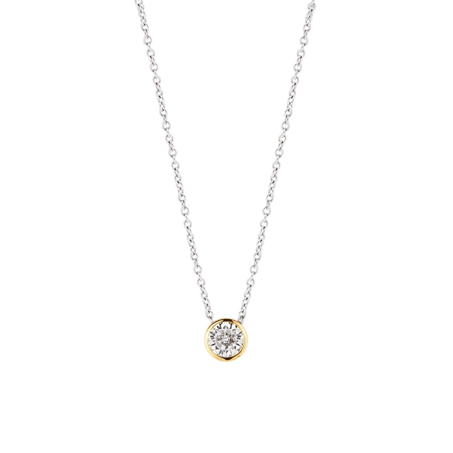 Ti Sento Rubover Pendant Necklace - Cubic Zirconia, Silver & Gold, 42cm