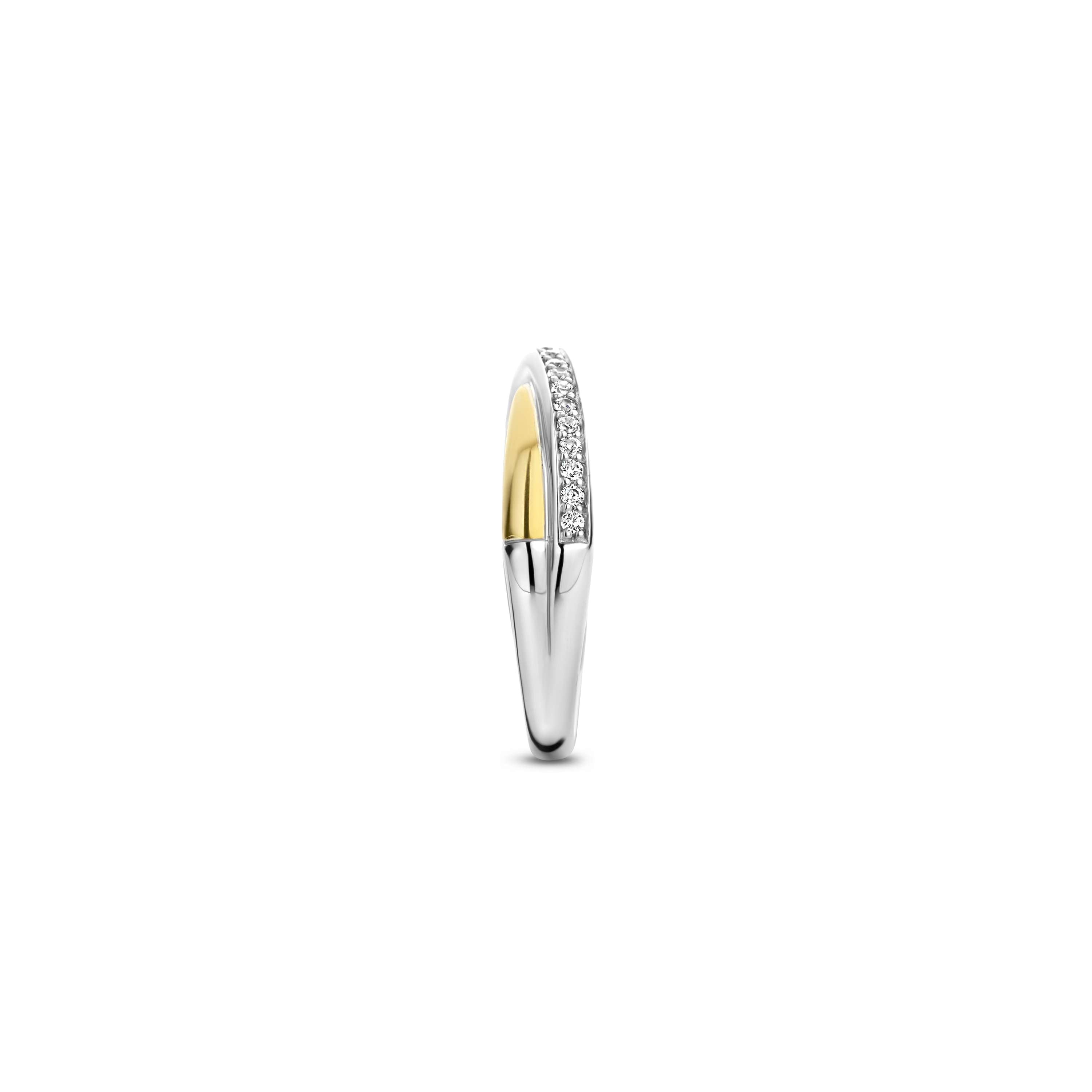 Ti Sento Gold Plated Cubic Zirconia Crossover 2 Row Band - 58