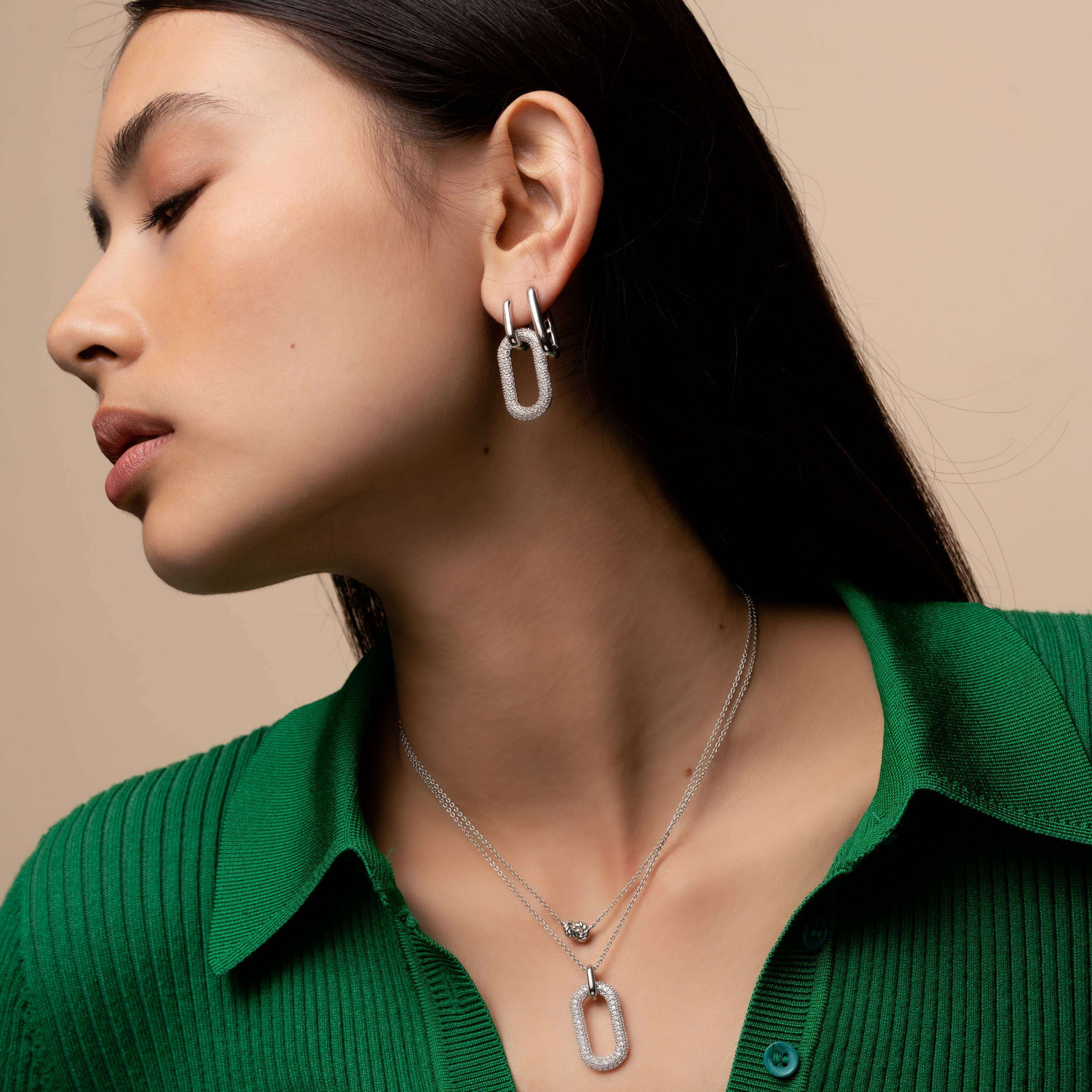 Ti Sento Sterling Silver Oval Hoop Earrings