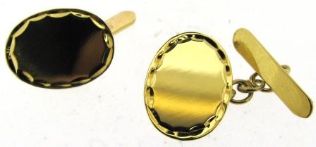 Vintage 9ct Yellow Gold Oval Cifflinks With Chain Link