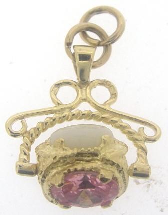 Vintage Opal, Pink And Black Stone Spinner Fob