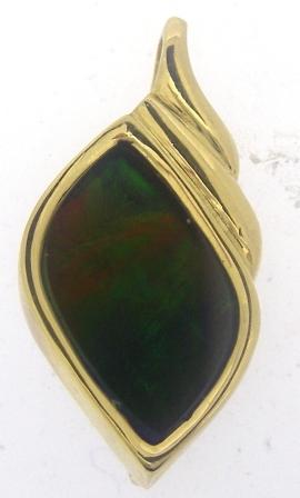 Vintage 18ct Yellow Gold Ammolite Pendant
