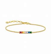 Thomas Sabo Sterling Silver Yellow Gold Plated Multicolour Stone Bracelet with Cubic Zirconia