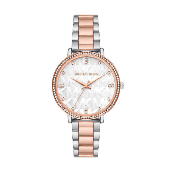 Michael Kors Womens Pyper Two Tone White 38 mm Watch Watch