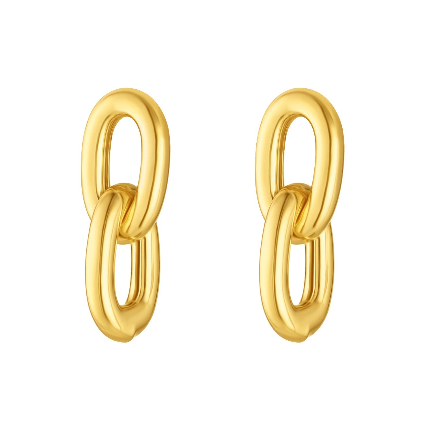 Sterling Silver Gold Plated Chunky DBL Link Drop Earrings