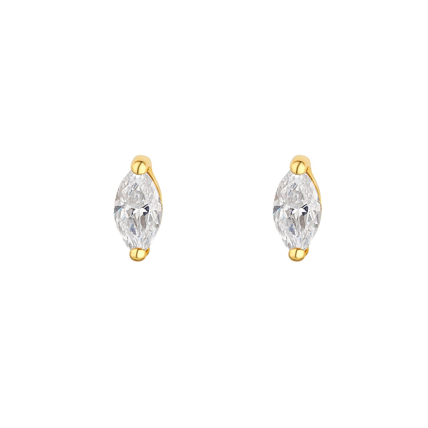 9ct Yellow Gold Marquise Cut Cubic Zirconia Stud Earrings 6mm