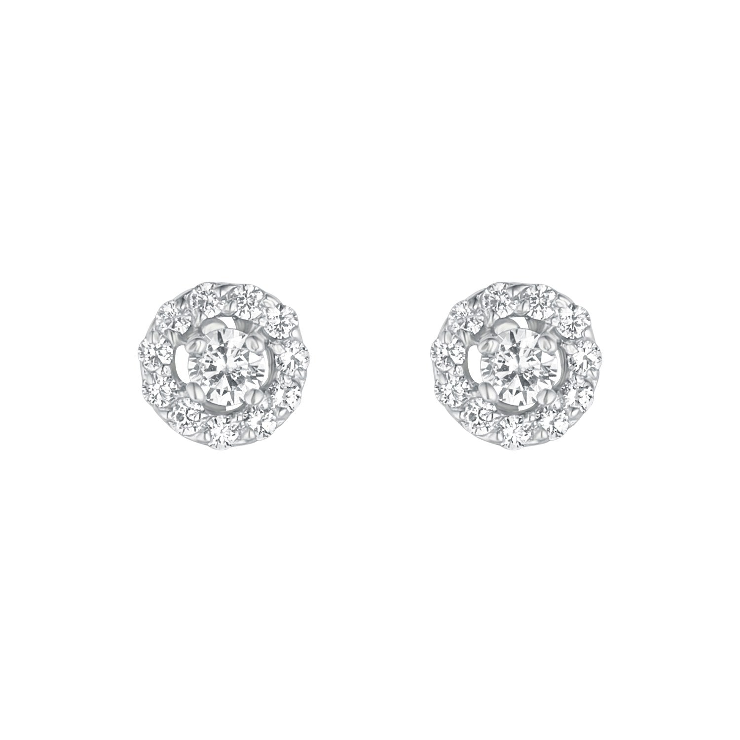 9ct White Gold Cubic Zirconia Halo Cluster Stud Earrings