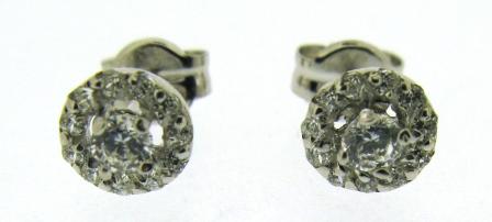 9ct White Gold Cubic Zirconia Halo Cluster Stud Earrings