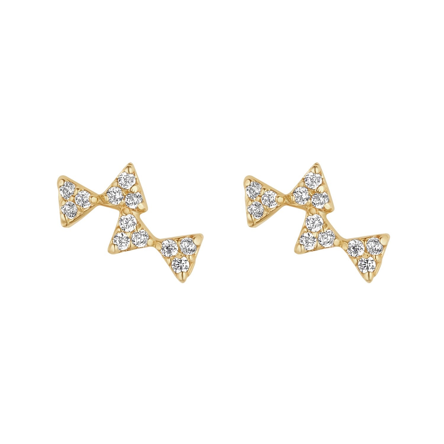 9ct Yellow Gold Cubic Zirconia Triangle Climber Stud Earrings