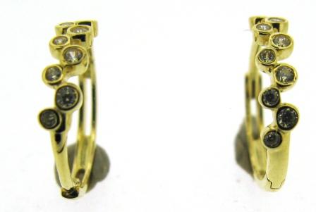 9ct Yellow Gold Dotted Cubic Zirconia Huggie Earrings