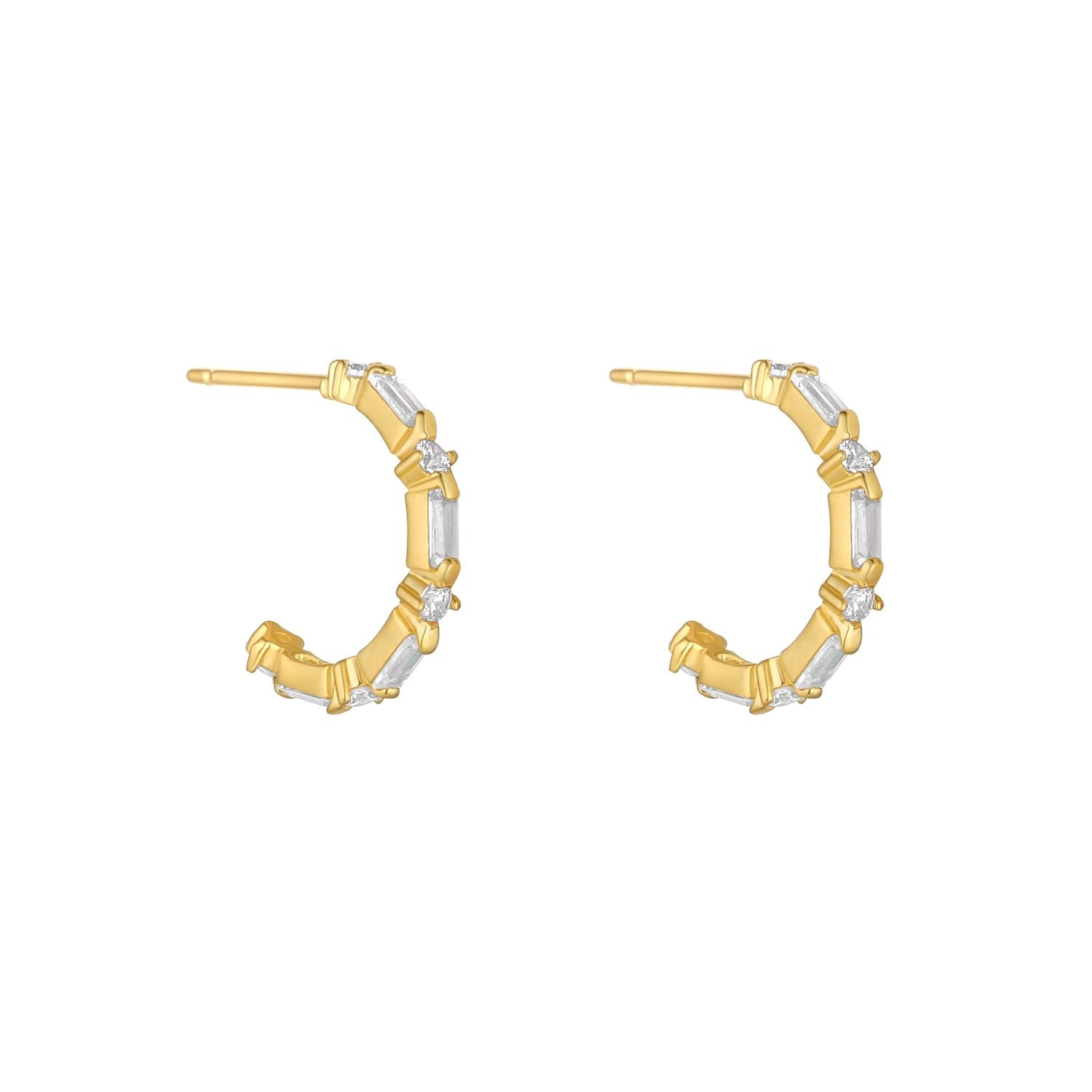 9ct Yellow Gold Cubic Zirconia Hoop Earrings
