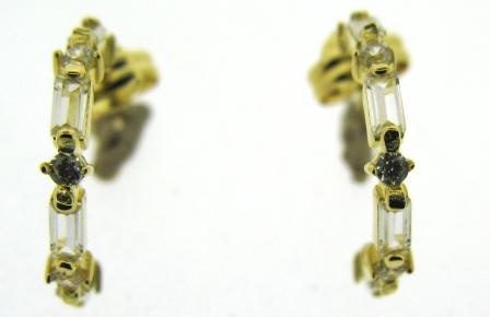 9ct Yellow Gold Beaded Half Hoop Synthetic Blue Spinel Earrings