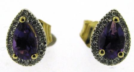 9ct Yellow Gold Oval Citrine and Cubic Zirconia Stud Earrings