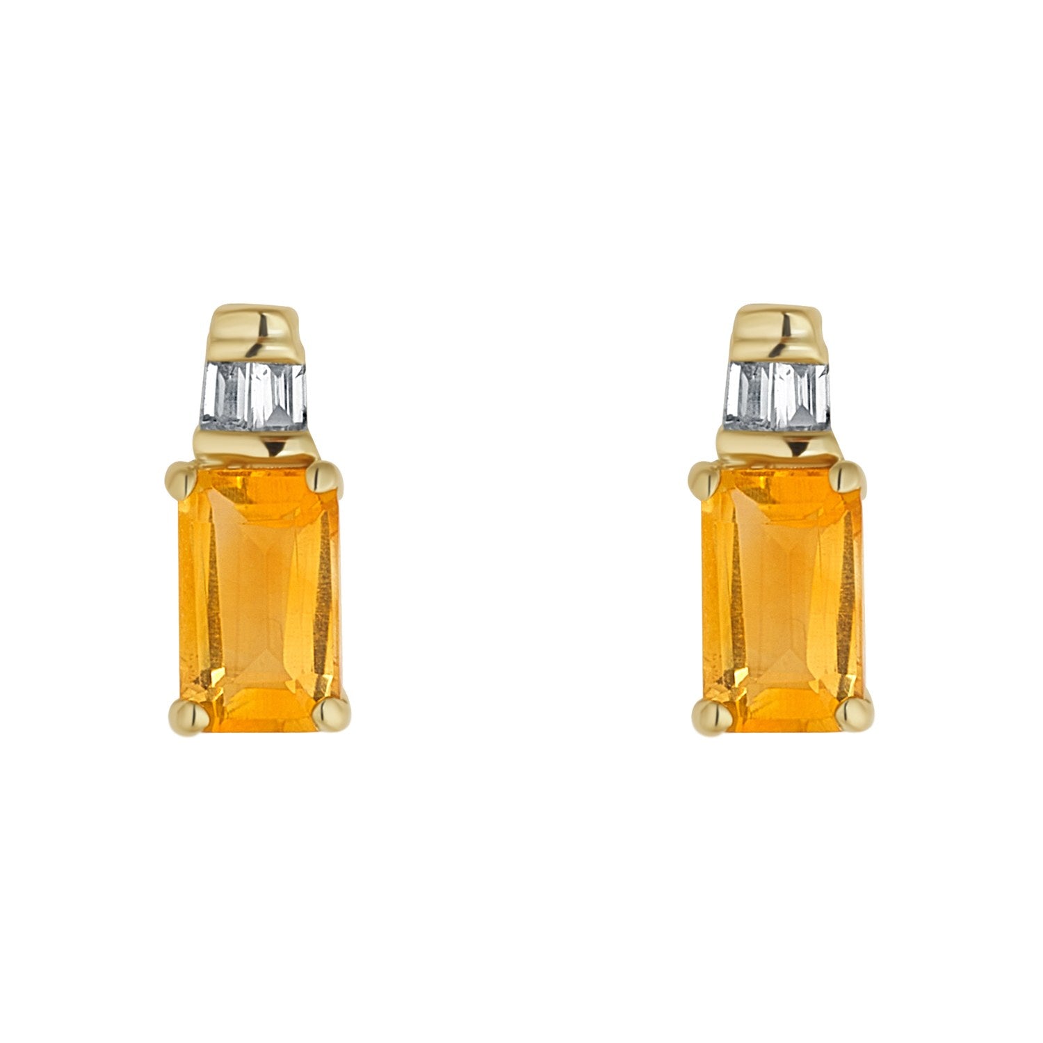 9ct Yellow Gold Diamond and Citrine Stud Earrings