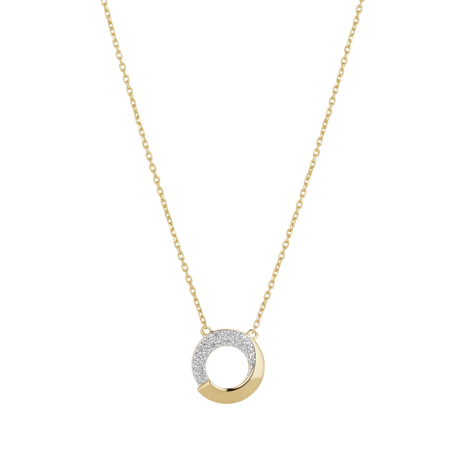 9ct Yellow Gold Diamond Open Circle Pendant