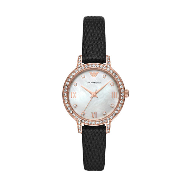 Emporio Armani Ladies MOP Black Watch Watch