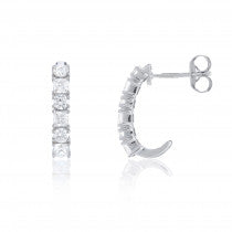 9ct White Gold Cubic Zirconia J-Hoop Earrings