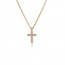 9ct Yellow Gold Diamond Cross Pendant 16 to 18 inches Necklace
