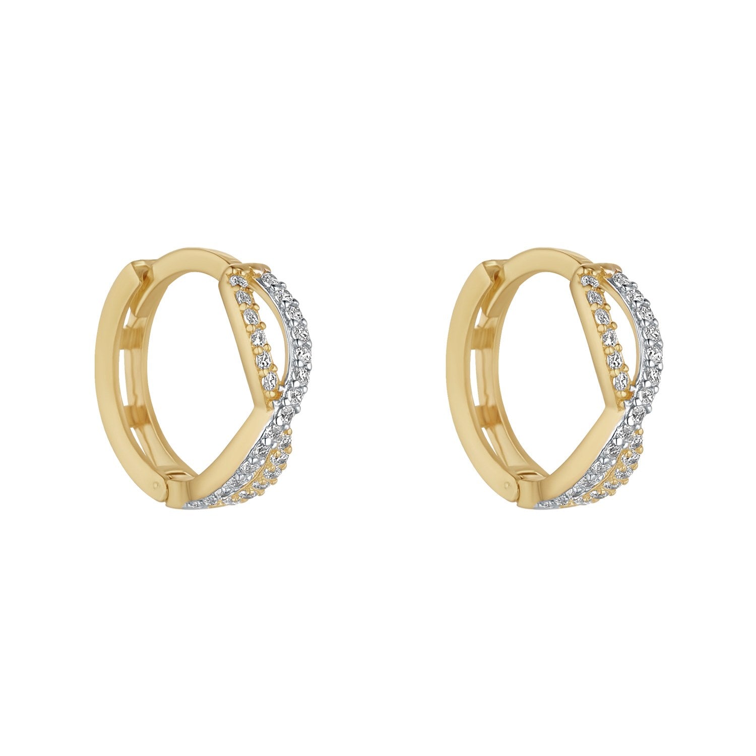 9ct Yellow Gold CZ Infinity Huggie Earrings 10.5mm