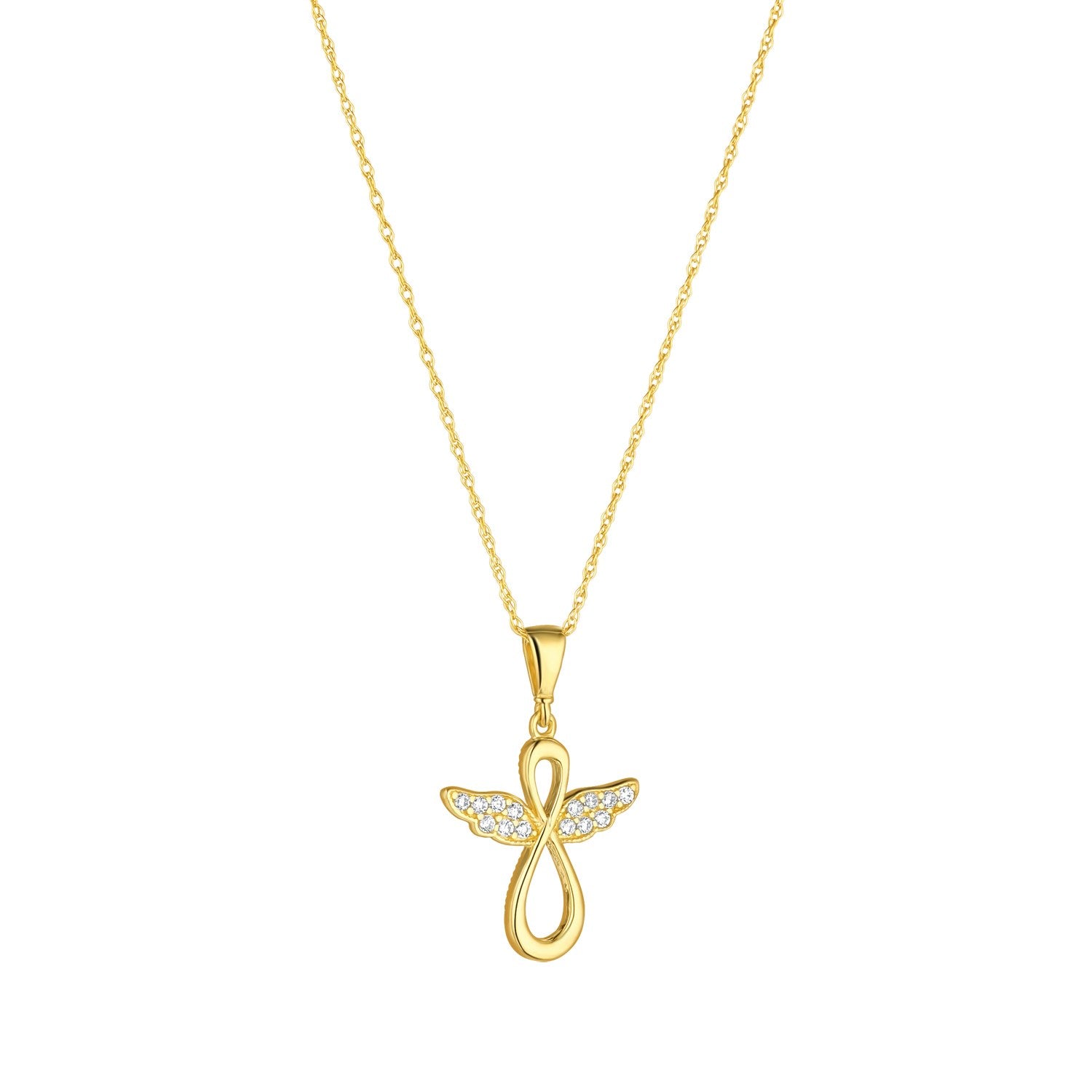 9ct Yellow Gold Cubic Zirconia Angel Pendant