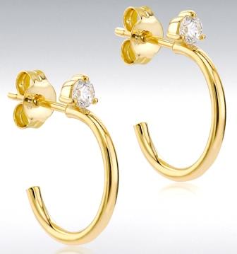 9ct Yellow Gold Diamond Cut Faceted Creole Earrings