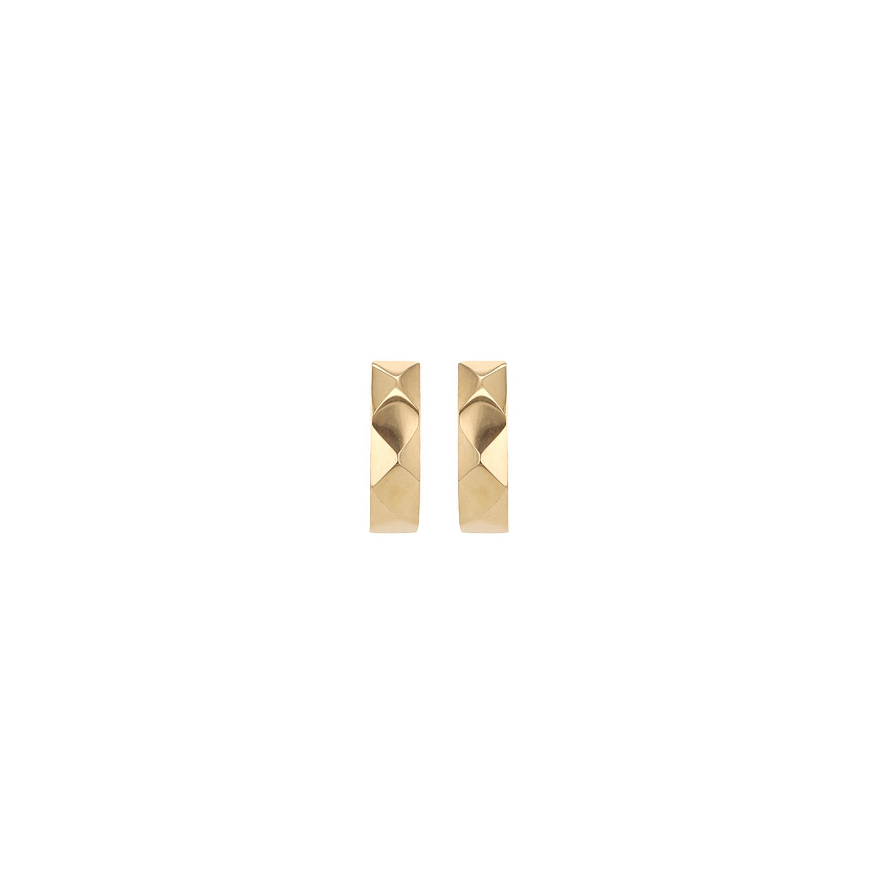 9ct Yellow Gold Faceted Hoop Earrings 13mm