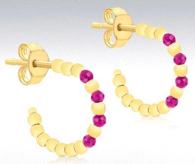 9ct Yellow Gold CZ Small Oval Huggie Earrings