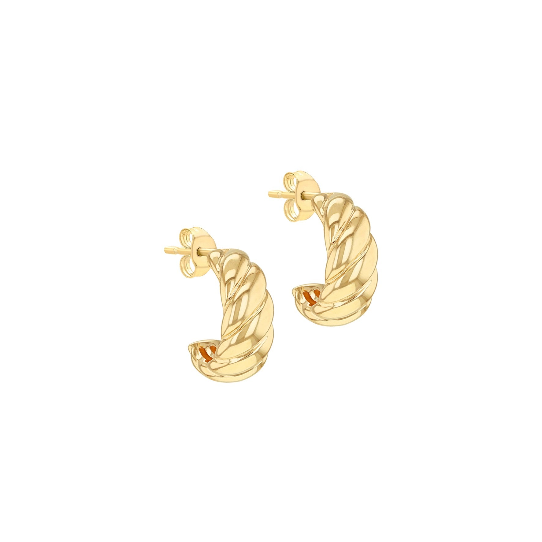 9ct Yellow Gold Chunky Twist Half Hoop Earrings