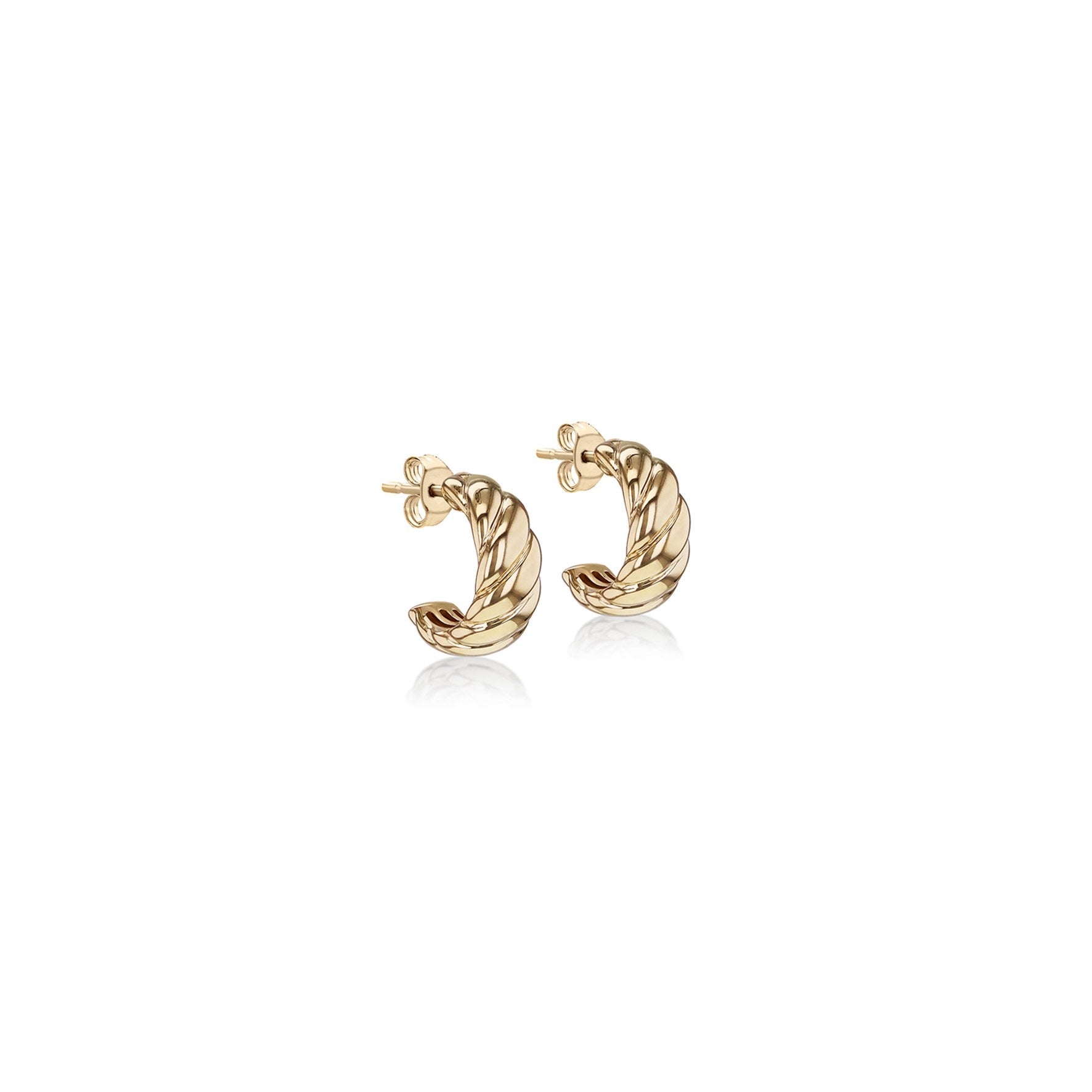 9ct Yellow Gold Chunky Twist Half Hoop Earrings