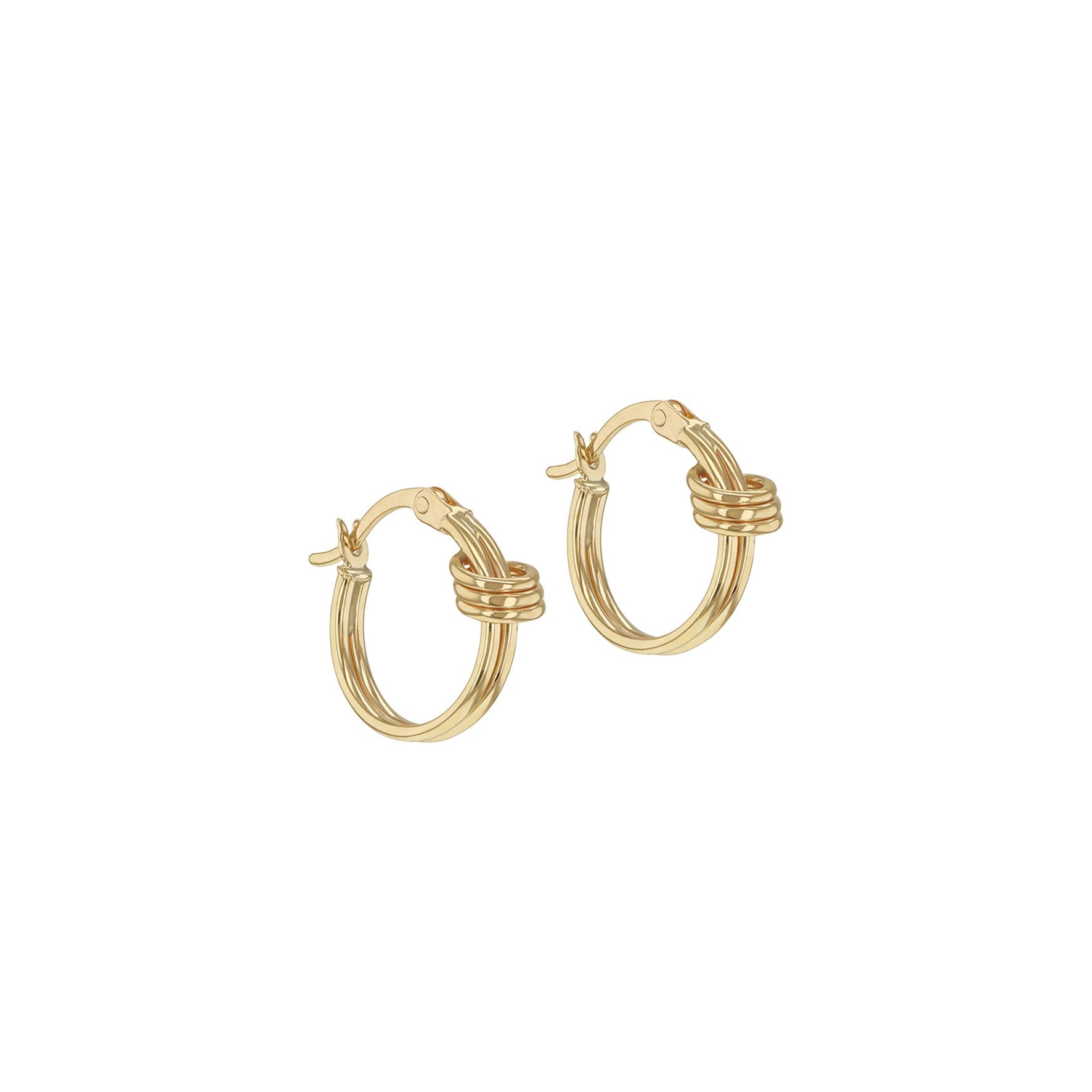 9ct Yellow Gold Double Knot Hoop Earrings 15mm