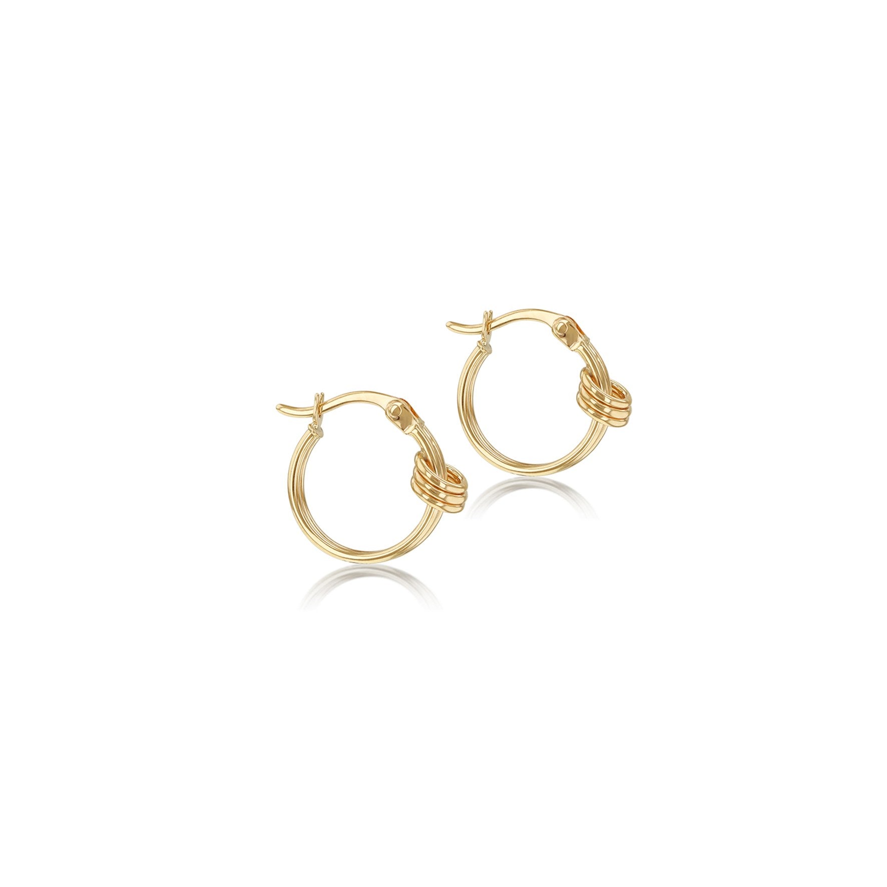 9ct Yellow Gold Double Knot Hoop Earrings 15mm