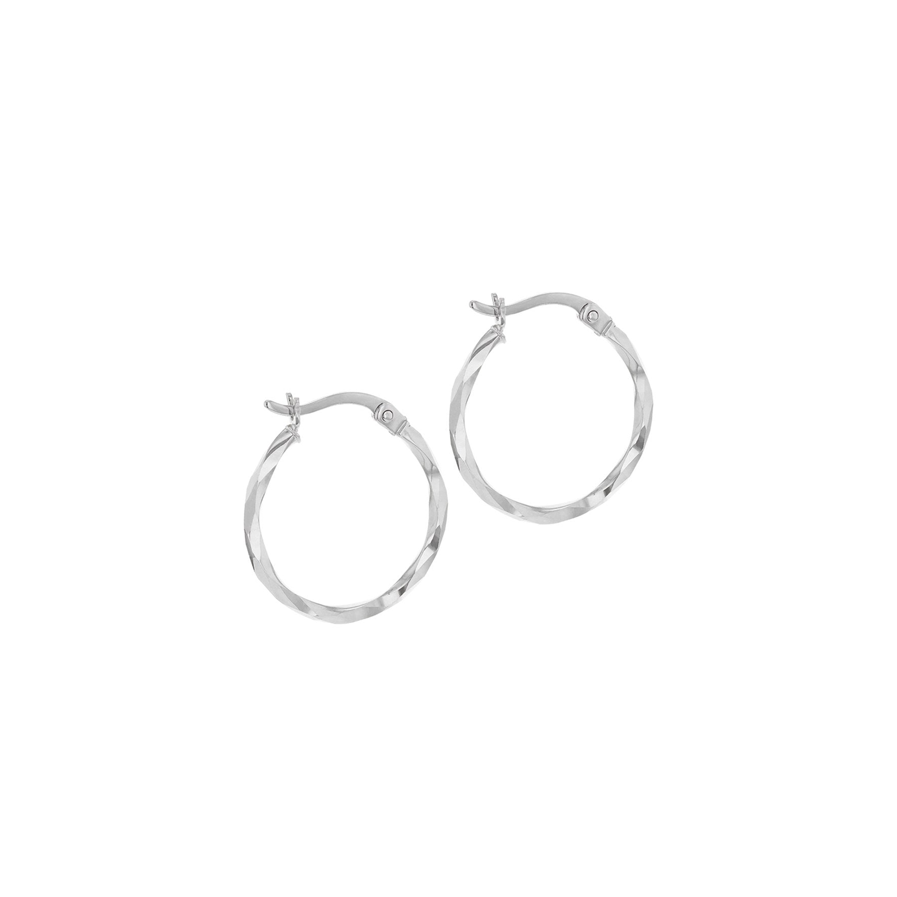 Lustrous 9ct White Gold Faceted Creole Earrings