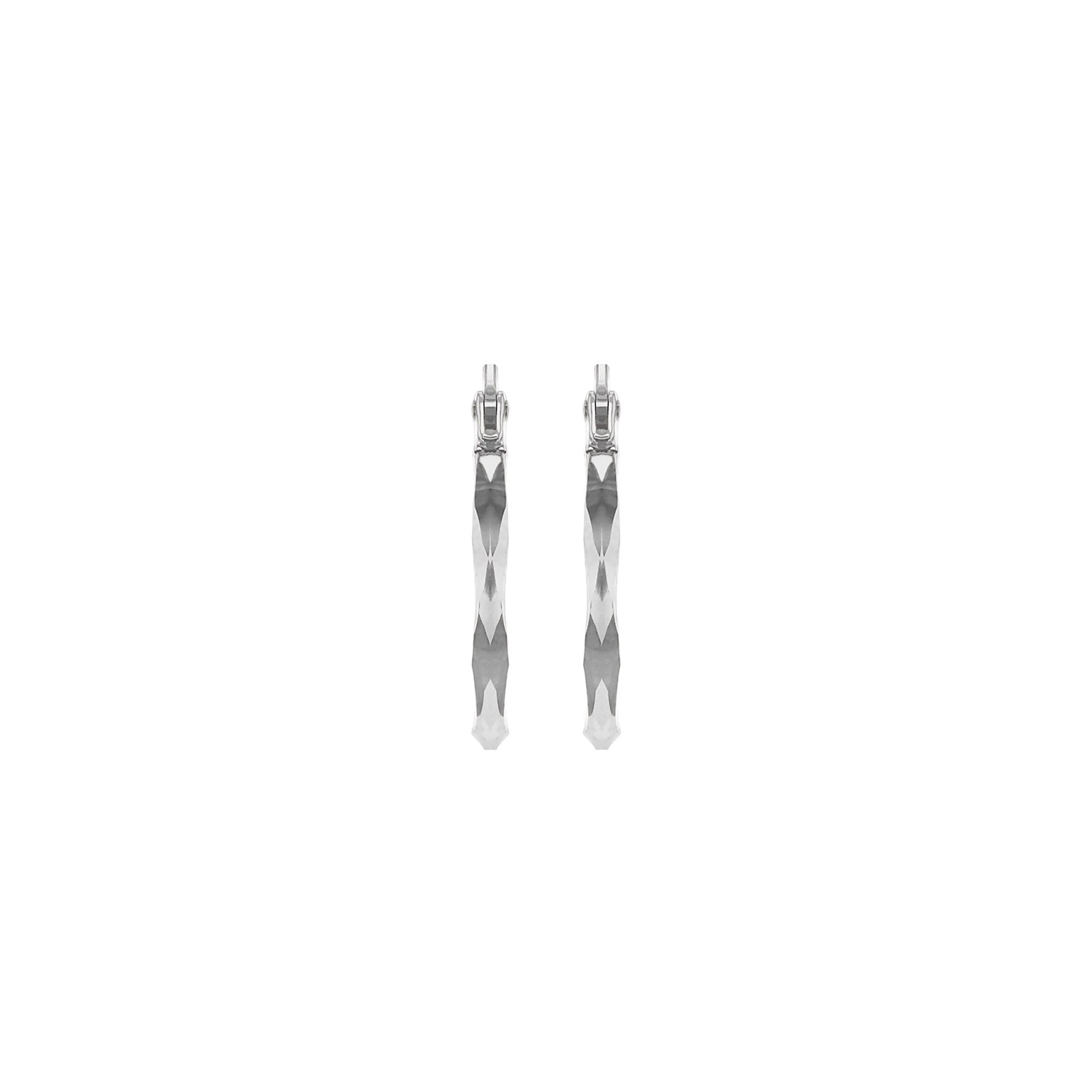 Lustrous 9ct White Gold Faceted Creole Earrings