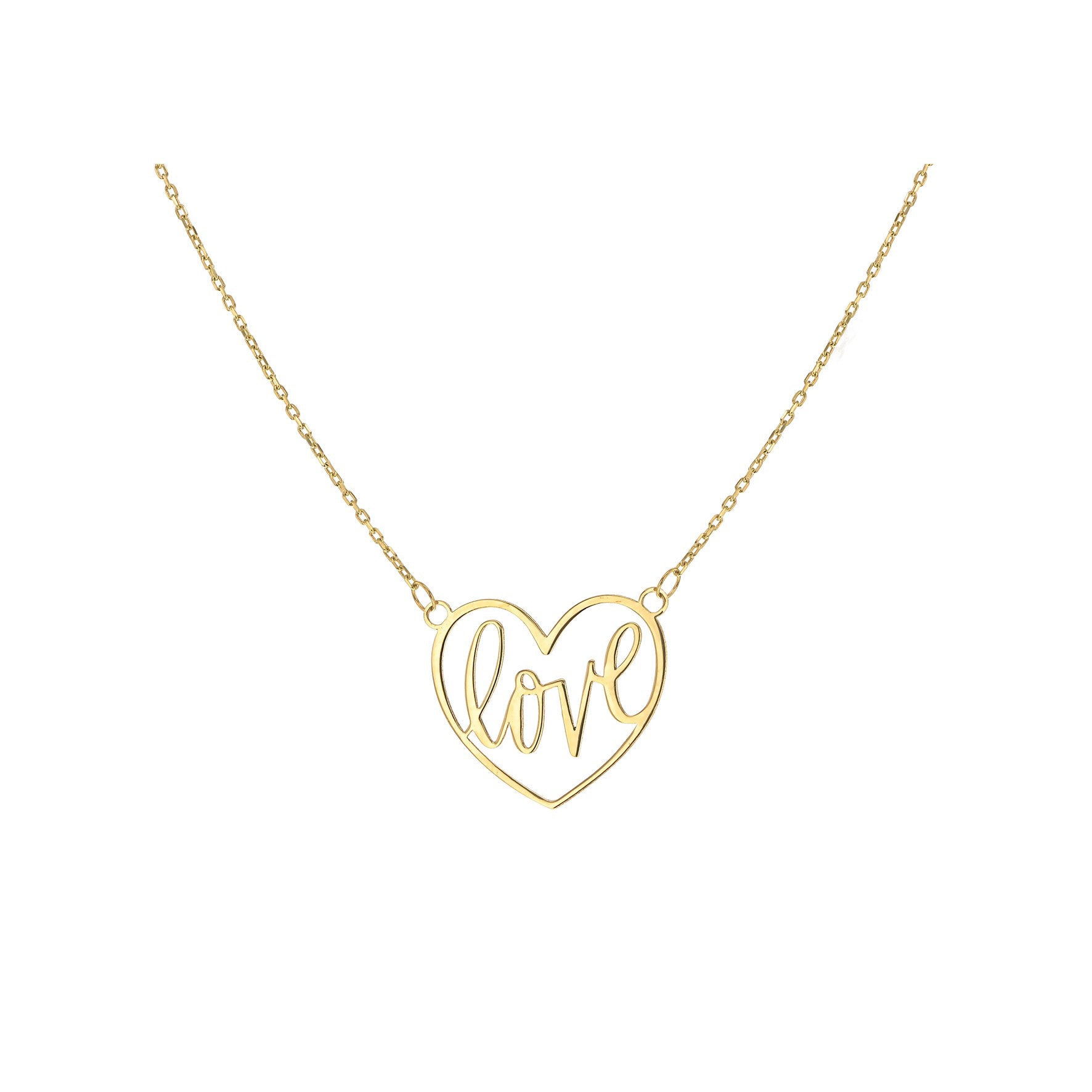 9ct Yellow Gold Love Heart Adjustable Necklace