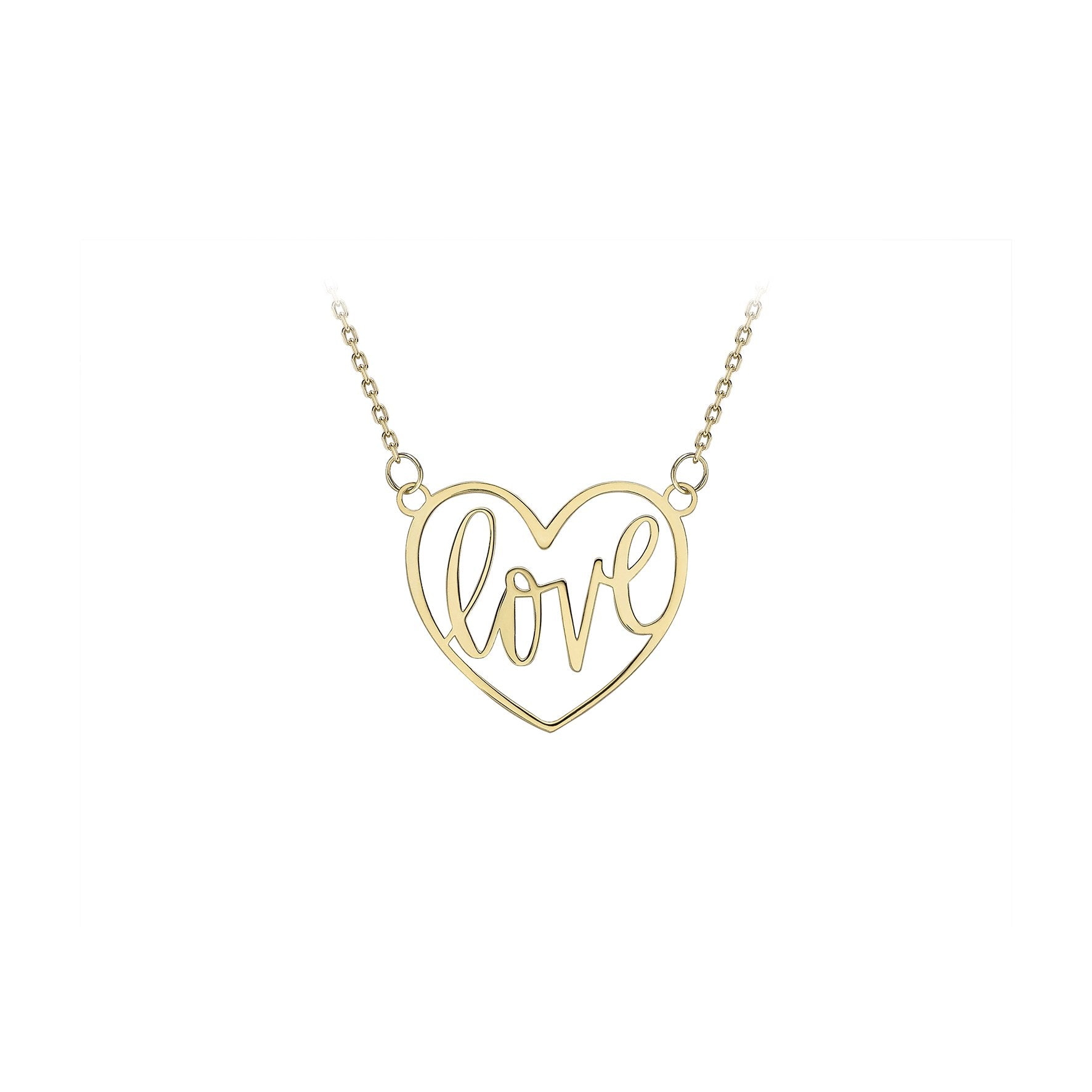 9ct Yellow Gold Love Heart Adjustable Necklace