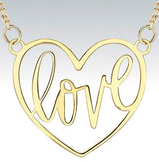 9ct Yellow Gold Love Heart Adjustable Necklace