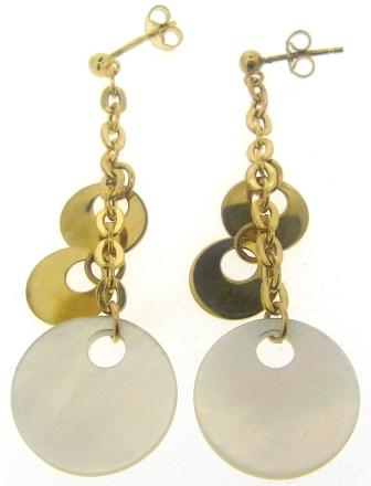 Vintage 9ct Yellow Gold And Mother Of Pearl Drop Earrings