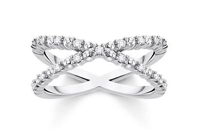Thomas Sabo Sterling Silver Crossover Ring with Cubic Zirconia
