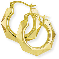 9ct Yellow Gold Beaded Oval Hoop Earrings
