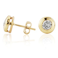 9ct Yellow Gold Open Moon Cubic Zirconia Stud Earrings